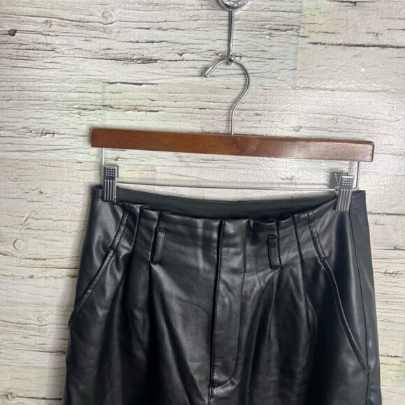 Abercrombie & Fitch Faux Leather Paper Bag Waist Pants Black Size medium - Picture 4 of 8